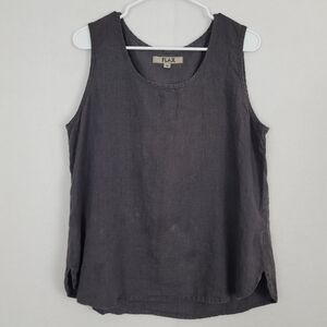 Flax Medium 100% Linen Short Sleeve Lightweight Charcoal Grey